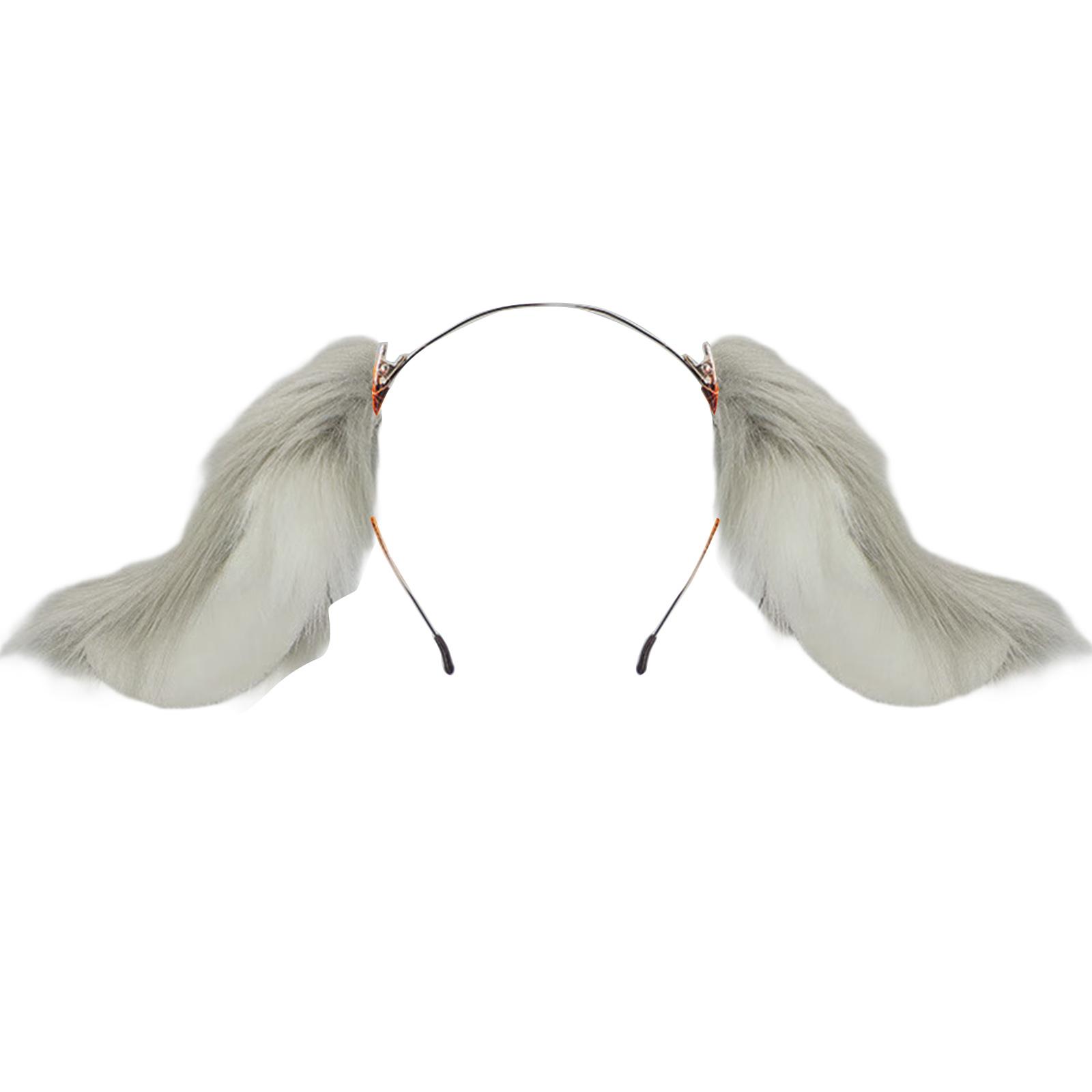 1Pc Dog Ears Headband Faux Furs Tail Animal Ears Headbands Long Dog Tail Halloween Cosplay Costume Animal Dog Costumes C5