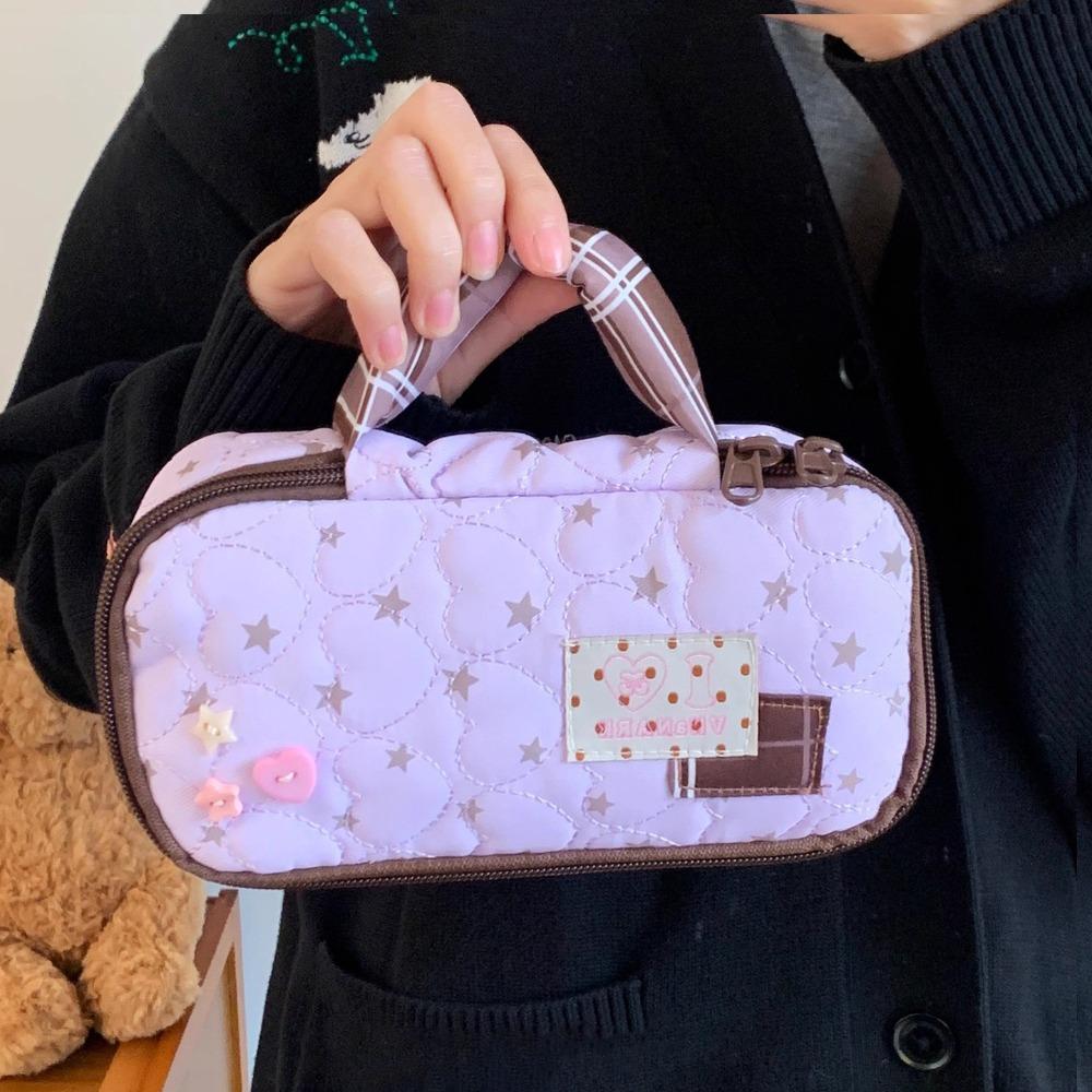 Корейский ручной пенал большой емкости в горошек Портативный органайзер для канцелярских принадлежностей Студенты