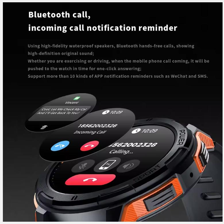 C25 Smart Watches For Men AMOLED Screen 1.43" 1ATM Waterproof Heart Rate Monitor Sports Smartwatch Blue Tooth Call Women Fitness