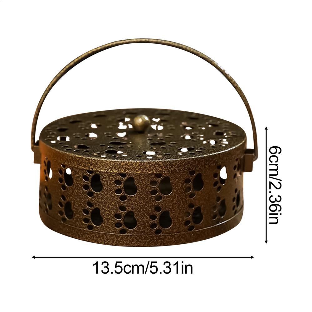 Incense Ash Catcher Portable Round Retro Incense Holder Heat-Resistant Stand With Cat Claw Cutout Tray For Yoga Meditation Spa