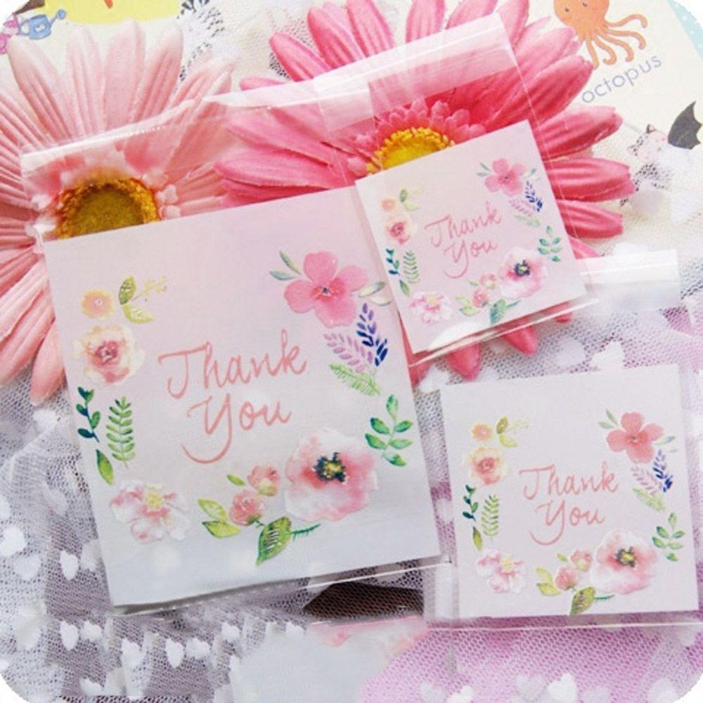 100pcs   4 Sizes New Plastic Wedding Favors Cookie Package Thank You Candy Bag Self-Adhesive