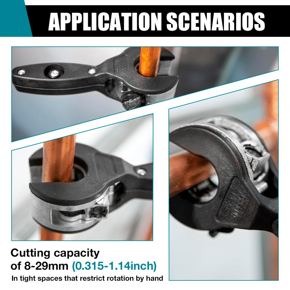 8-29mm Ratchet Tube Cutter,Home Cutting Tool, Copper Aluminum PVC Tube Cutter, Optional Deburring Tool