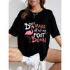 Weißes Oversized T-Shirt Mit Flamingo Und Don T Make Me Put My Foot Down Aufdruck Für Freizeitkleidung