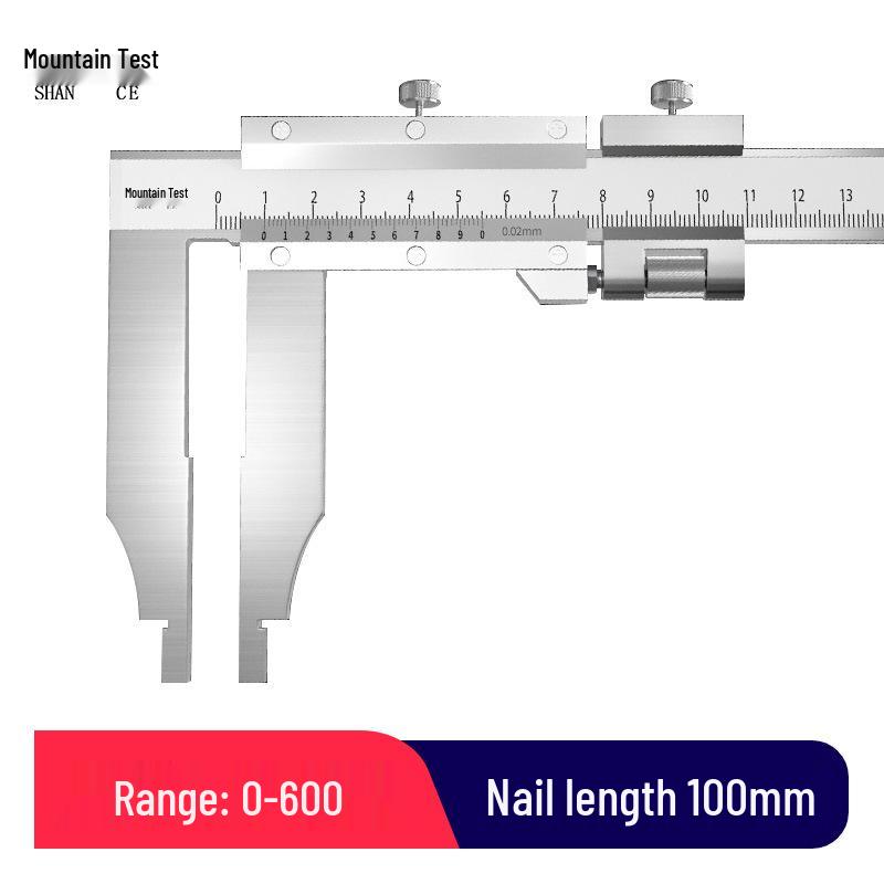 Mountain Measurement High-Precision Vernier Caliper, 300mm Range, Stainless Steel, Extended Double-Edged Jaws