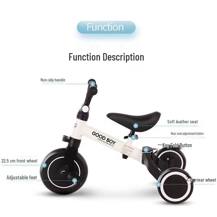 Children's 3-in-1 Transforming Tricycle: Pedal Trike, Rideable Scooter, Seatable Glider