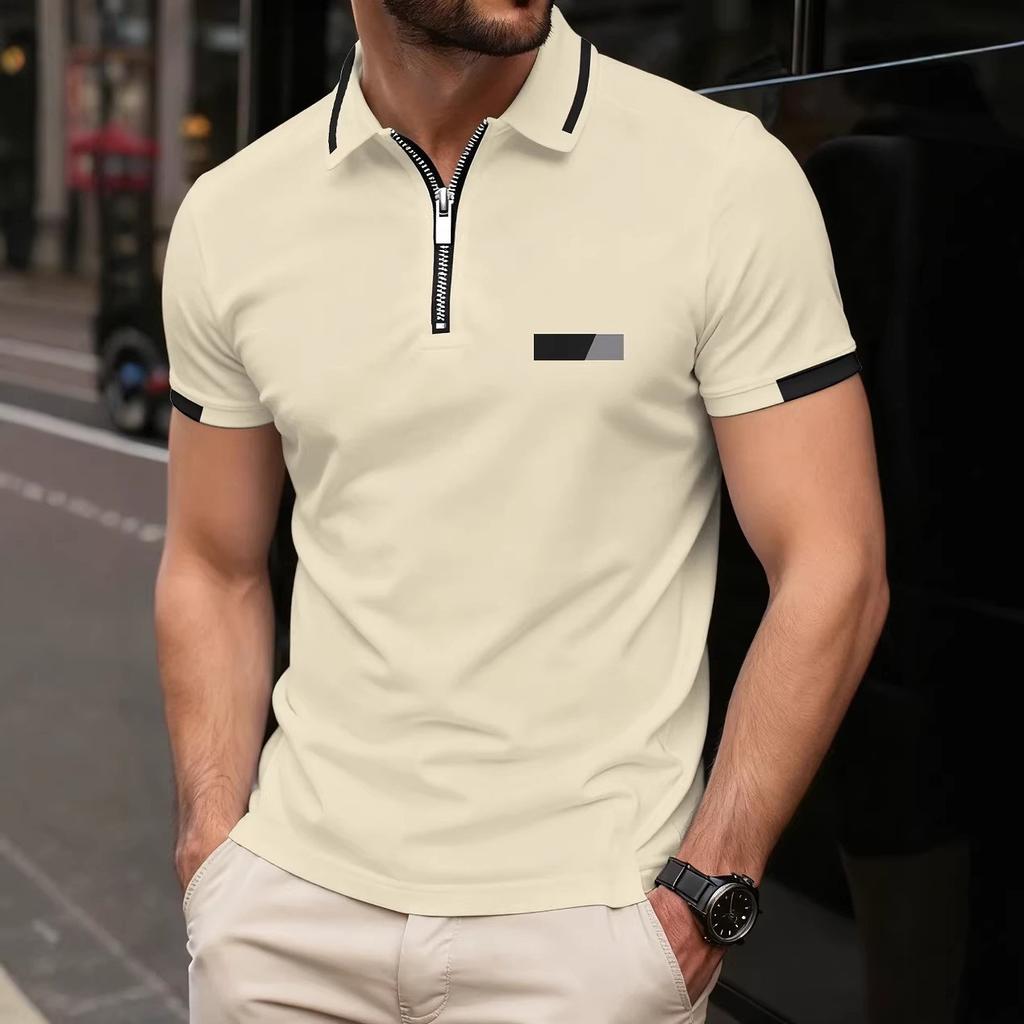 Neue Mode Herren Sommer Kurzarm Reißverschluss Poloshirt 100% Polyester