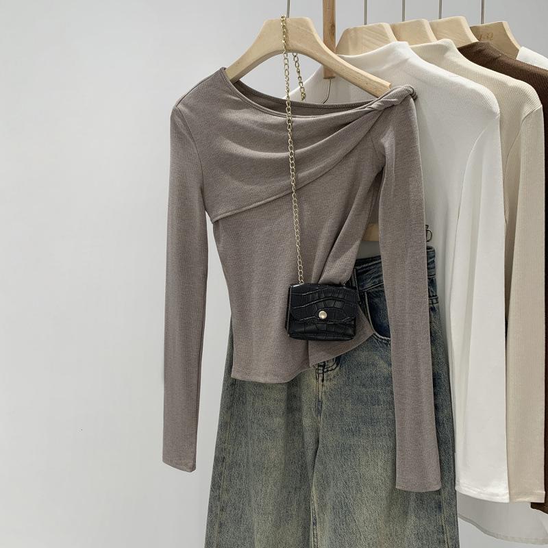 Asymmetrical Shoulder Long Sleeve Women s Slim Fit Top - Spring/Autumn 2026 Small