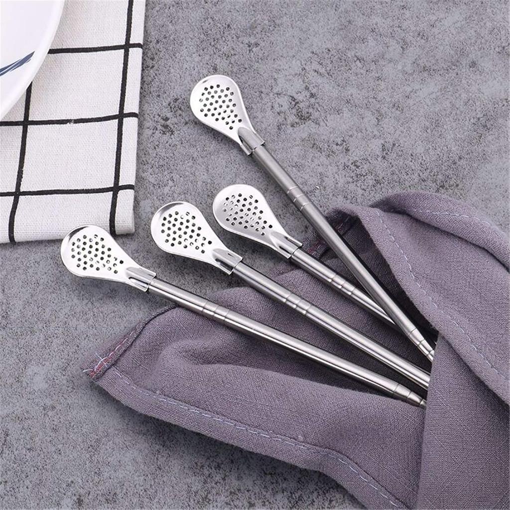 6 Pcs Yerba Mate Bombilla Drinking Filter Straws with 2 Pcs Cleaning Brushes Detachable Stainless Steel Drinking Straws, 7.3 Inch