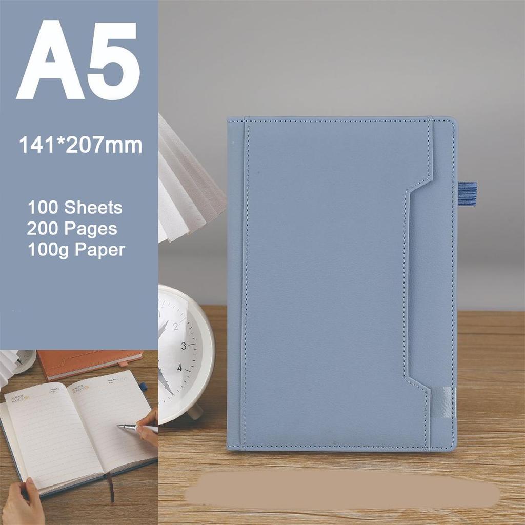 A5/B5 Leder Notizbuch, linierte Seiten, Geschäftstreffen Protokollbuch, Notizblock, Studenten Tagebuch, Fachnotizen, 96 Blatt 192 Seiten