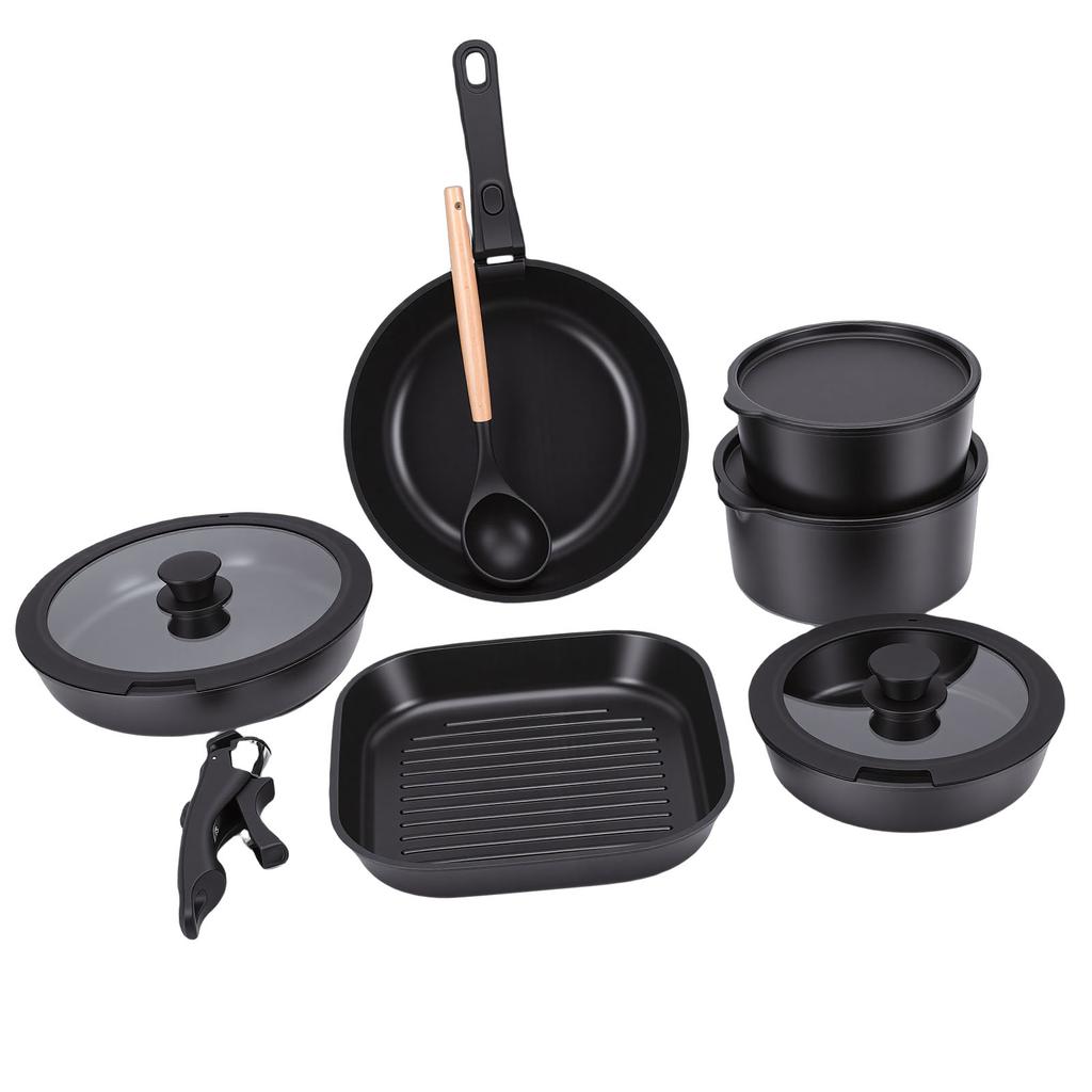 Pots and Pans Set with Detachable Handle Aluminum Nonstick Induction Cookware Set for Kitchen Cooking Dishwasher Safe
