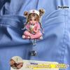 Milk Tea Nurse Girl 2D Acrylic Retractable ID Badge Reel, Solid PMMA Holder For Medical Workers Students, Lovely Style Office Identity Accessory