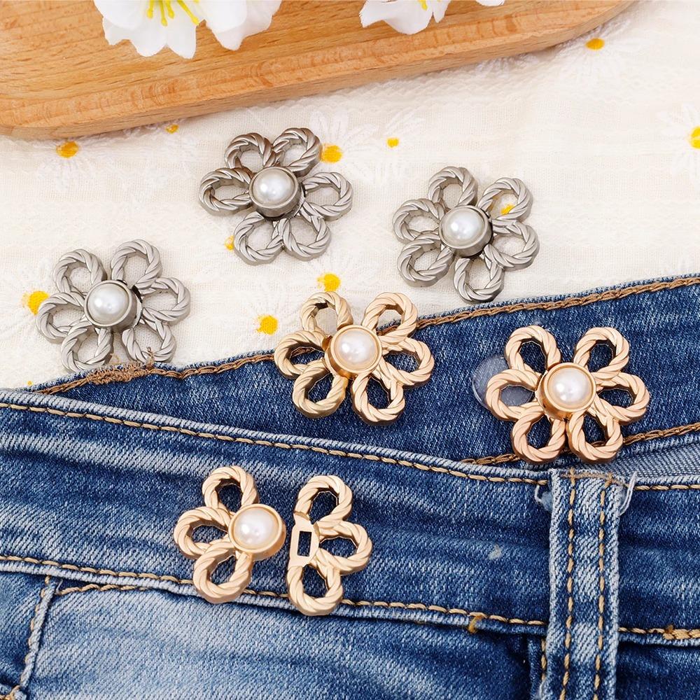 New DIY Tighten Waist Button Detachable Clip No Sewing Retractable Button Reduce Waist Flower Buttons Snap Clothing Accessories