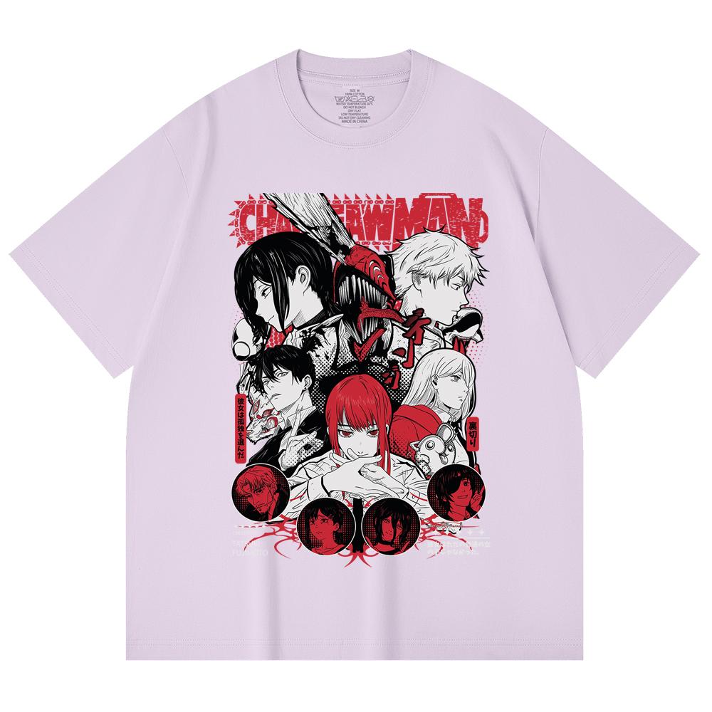 230 Gsm 100% Cotton Chainsaw Man V60 Print Unisex Heavy Cotton T Shirt