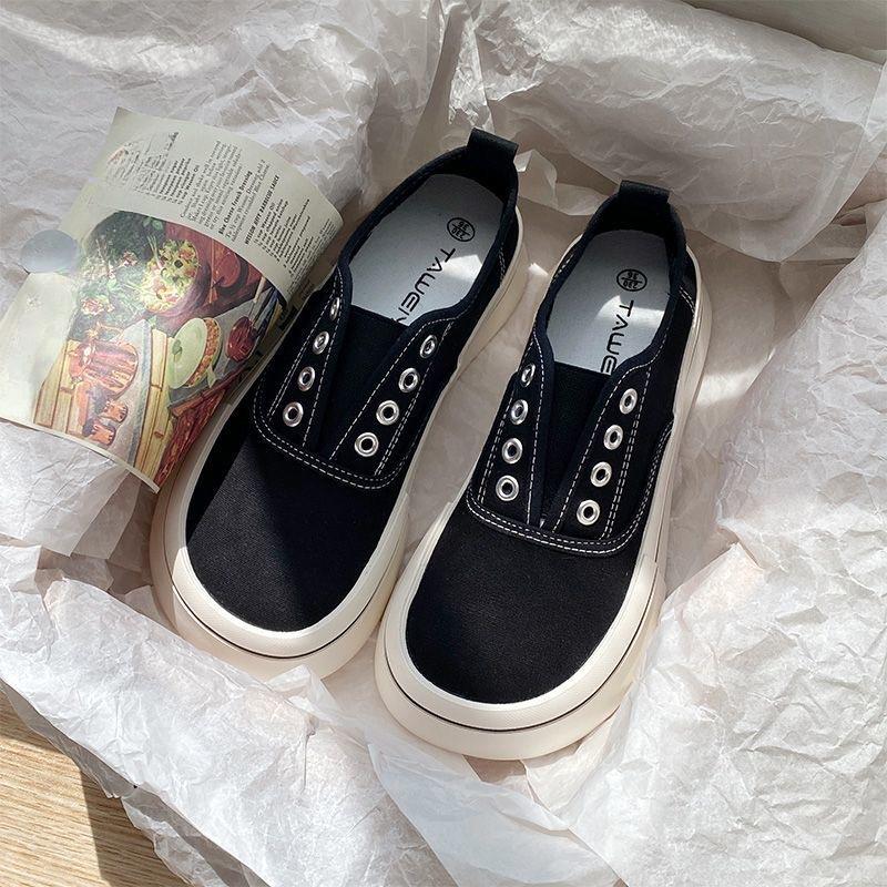 

Mango Head Canvas Shoes Женские дизайнерские туфли Sense Summer Thin One-pedal Board Shoes Show Feet Small Women Shoes 40 чёрный