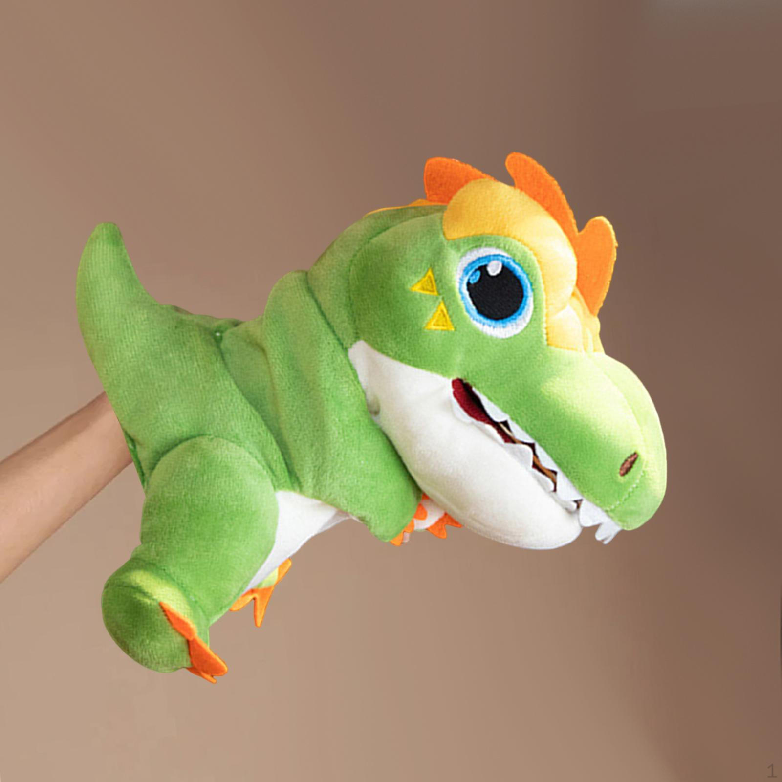 

Animal Plush Toy Dinosaur Hand Puppet Cartoon Prop for Children зелений