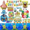 High Quality Cartoon SpongeBob Party Tableware Set Banner Balloons Cup Plate Napkins Boys Birthday Party Decorations Supplies