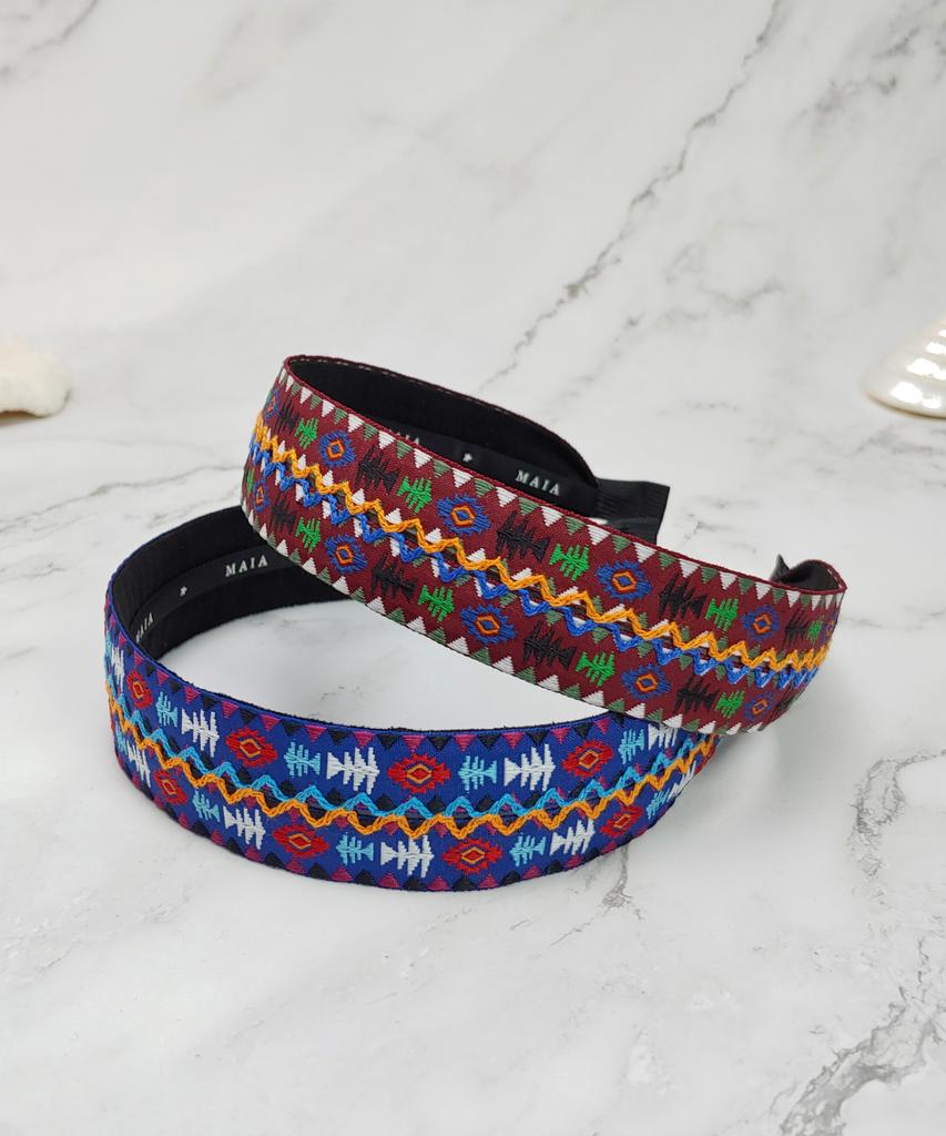 Maia Geometric Pattern Headband-Green