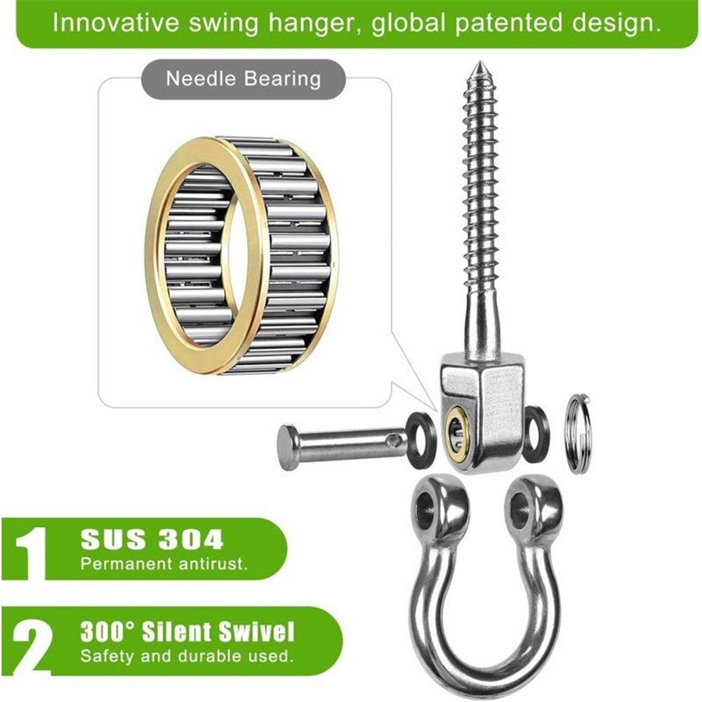 Heavy Duty Swing Hangers with Bearings,Set of 2 Stainless Steel 304 Screw Brackets for Hanging Chairs,Swings,Hammocks,Punching Bag,Indoor,Outdoor Use