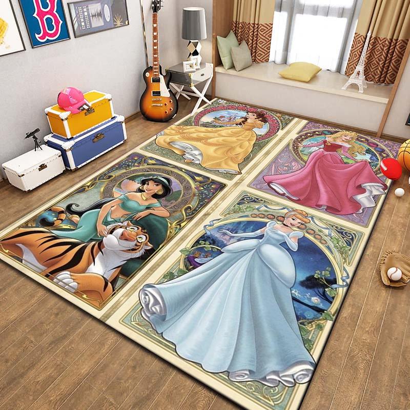 Beautiful All Princess Theme Cartoon Carpet for Living Room Bedroom Sofa Doormat Decor Rug Kid Non-slip Floor Mat Girl Nice Gift