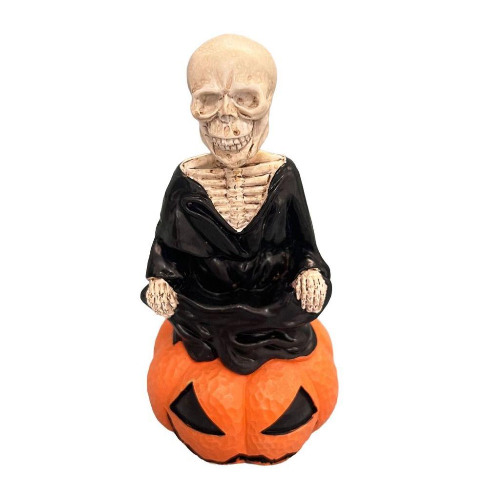 Moving Head Ghost Skeleton Ornament Resin Pumpkins Skeleton Figurines Micro Landscape Ornaments