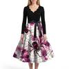 Women's Casual And Fashionable V-neck Long-sleeved Halloween Printed Dress