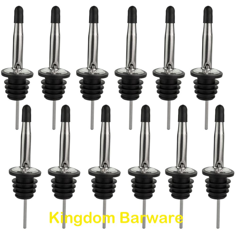 

12 PCS Pourer Stainless Steel Liquor Bottle Speed Pourers Tapered Spout with Tapered Spout Rubber Dust Caps Bar Wine Accessories срібний