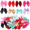 20pcs Polyester Satin Ribbon Bows 5.5x6cm Colorful Half Bead Hand Tied Bowknots For DIY Crafts Party Clothing Headwear Finding