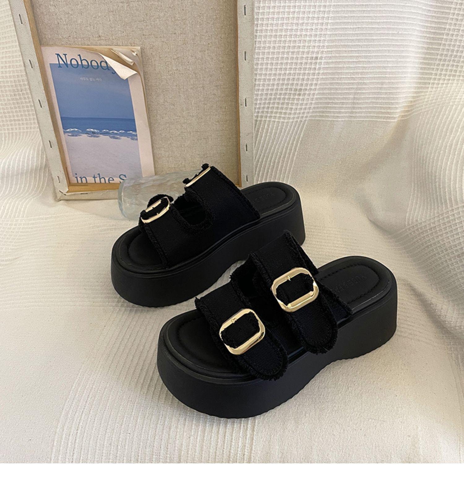 

With skirt thick bottom heightening cool slippers women s summer wear 2025 new super fire beautiful fashion high-end slippers 42 чорний