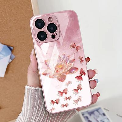 Lotus Flower Phone Case For iPhone 17 16 Pro 13 15 11 12 14 Pro Max Air 16E 7 8 Plus XR SE Tempered Glass Shockproof Back Cover