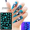 12sheet Luminous Halloween Nail sticker Fluorescent Stickers Glow In The Dark Self Adhesive Halloween Nail Art Stickers