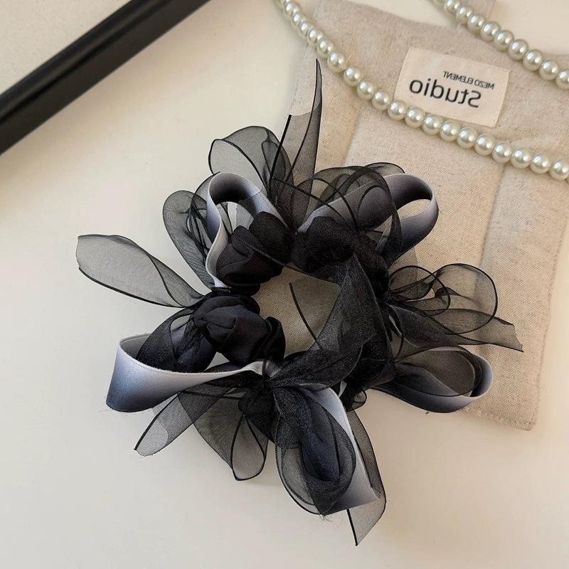 Korean Elegant Bow Mesh Scrunchie: 2026 High-End Ponytail Bun Hair Tie
