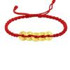 Modisches Rotes Gewebtes Armband mit Fünf Kaiser Kupfermünzen und Goldenem Anhänger