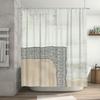 Abstract Design White Bath Curtain with Dotted Patterns for Bathroom Decorations Waterproof Shower Curtain 72 x 84 inches