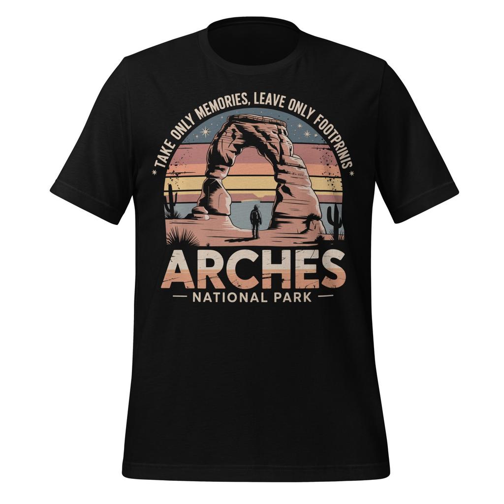 Arches National Park T-Shirt Desert Sunset Hiker Nature Unisex Adventure Tee