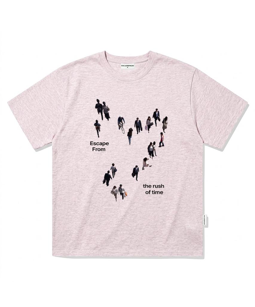 ESCAPEFROM Rush Of Time Print Oversized Short Sleeve T-Shirt Charcoal