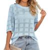 Camicette traforate tinta unita a mezza manica da donna, casual, stile Y2k, magliette in maglia, leggere, stile retrò, top estivi