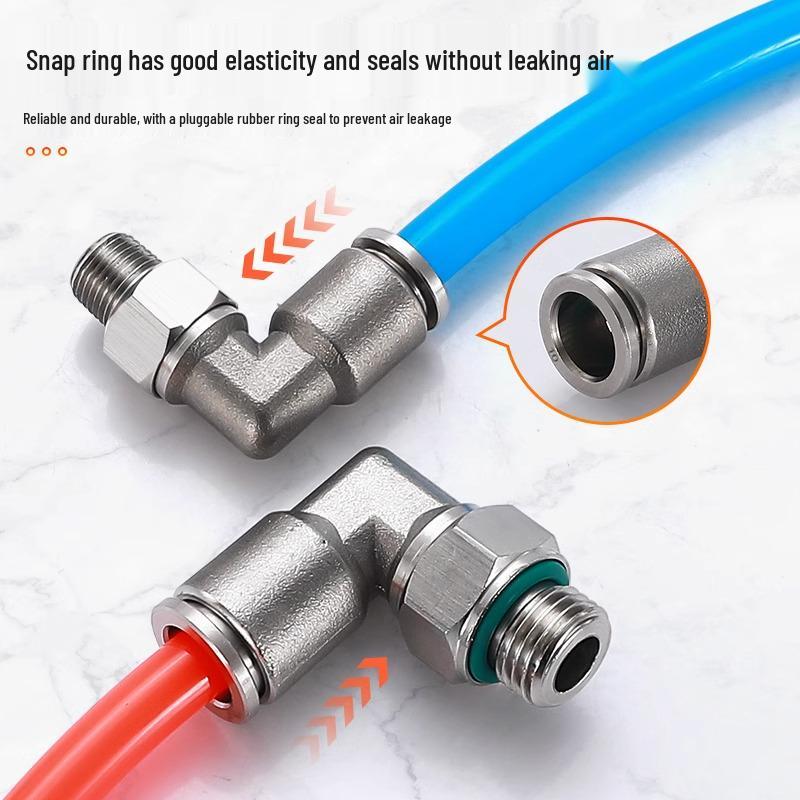 304 Stainless Steel Pneumatic Quick Push-in Connector, PC16-06/PC8-02 Swivel Elbow, PL6-M5/04