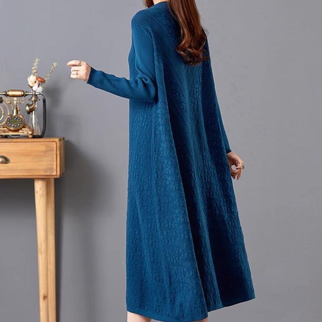 Plus-size Sweater Dress for Women in Autumn and Winter Long Knee-length Knitted Sweater Loose Solid Color Pullover