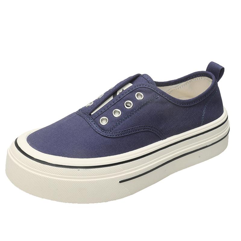 Ein-Pedal-Canvas-Schuhe Damen 2025 neu Frühling dünn atmungsaktiv vielseitig Lazy Shoes Low-Top Plateau lässige Board-Schuhe