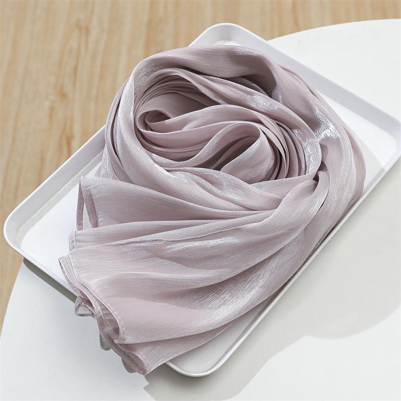 2025 Frühling/Sommer Damen Seidenschal: Leichter, einfarbiger Sonnenschutzschal