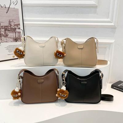New Shoulder Bucket Bag Trendy Pendant Fashionable Solid Color Simple Messenger Casual Large Capacity