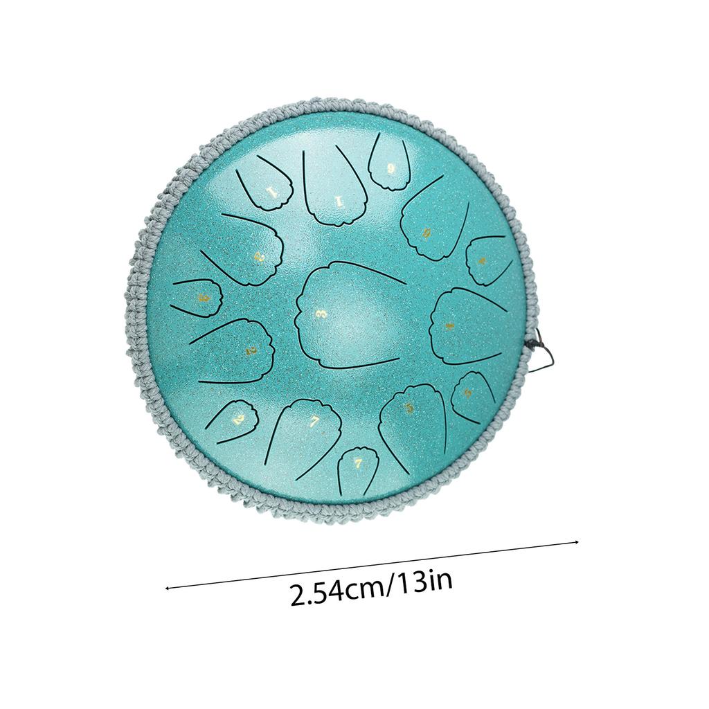 Steel Tongue Drum 13 Inch 15 Notes D Key Percussion Instrument Portable Balmy Drum with Drum Mallets for Meditation