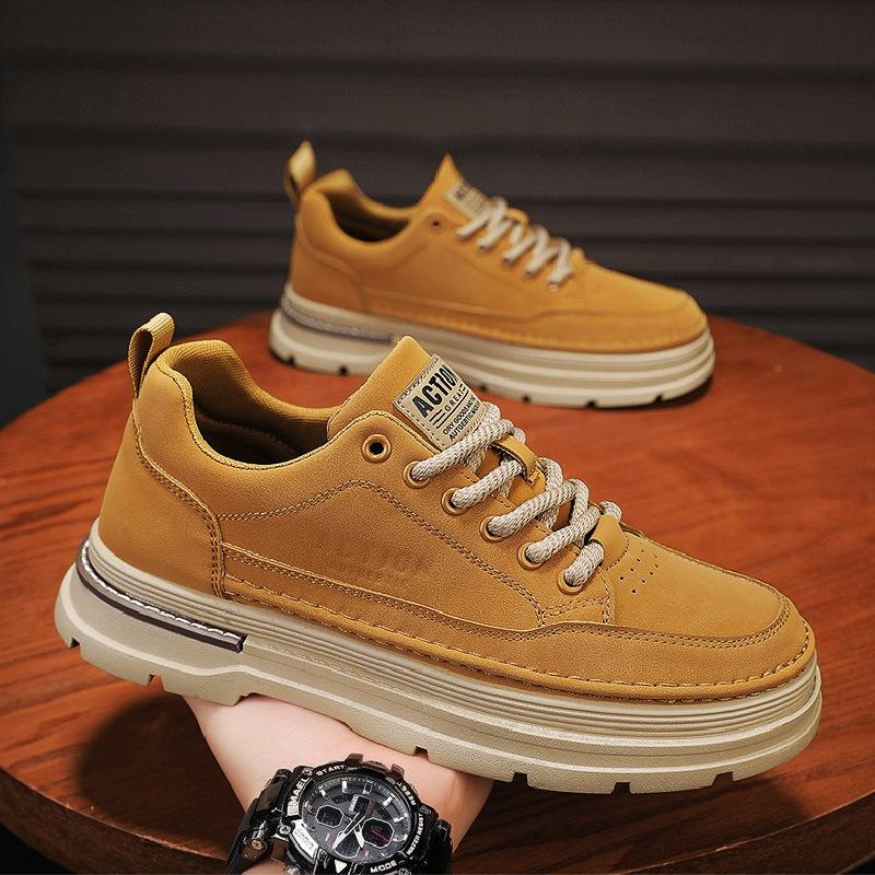 Men's Trendy Brand Versatile Casual Workwear Shoes Sports Low Top Leather Surface Waterproof Anti Slip Wear-resistant Martin