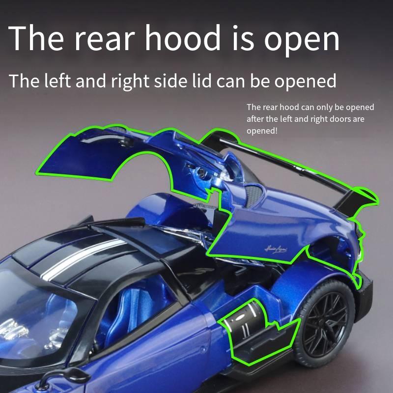 KMM 1/24 Spray Huayra Supercar Alloy Miniature Miniature Model Sound Light Pull Back Kid Birthday Gift Exquisite Box Collect val