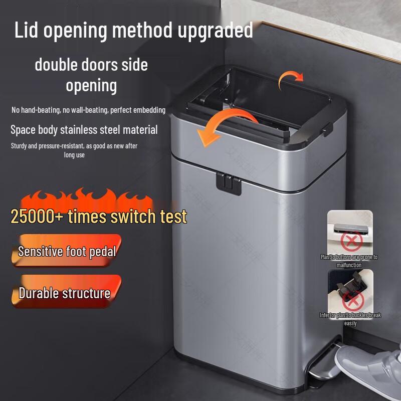 GENFIELD Automatic Packing Stainless Steel Foot Pedal Trash Can
