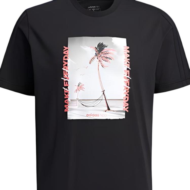 Adidas Neo Casual Round Neck T-Shirt Men Tops Black GP5692
