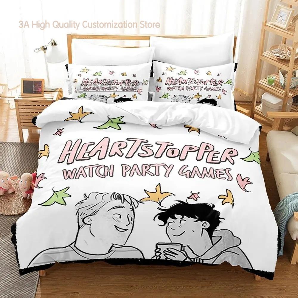 

New Heartstopper Bedding Set Single Twin Full Queen King Size Bed Set Aldult Boys Bedroom Duvetcover Sets 3D Summer Bed Cover EU Single(135*200cm)3pcs