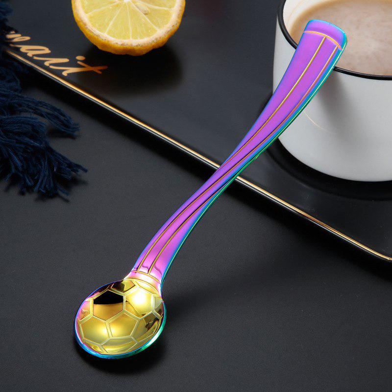 Outdoor Camping Tableware Football Coffee Spoon Teaspoon Dessert Spoon Long Handle Tableware
