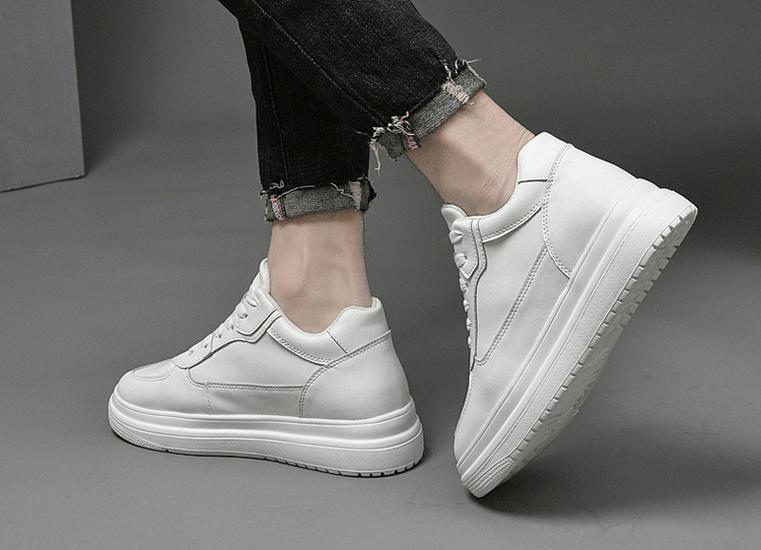 2024 Men's 10CM Height Increasing White Casual Skate Sports Shoes