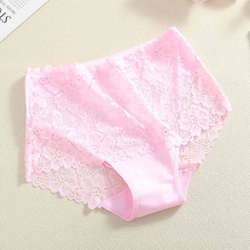 S-XXL Women Mid-Rise Lace Panties Sexy Solid Color Lace Trim Underwear Female Luxury Hollow Out Briefs Cozy Breathable Lingerie